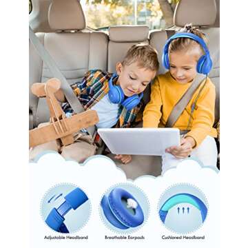 VotYoung Kids Headphones with Microphone for School, Wired Headphones Over Ear with 85/94dB Volume Limit, Girls Boys Headphones for Kids with Sharing Jack, Stereo Headset for iPad/Fire Tablet/Travel