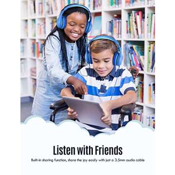 VotYoung Kids Headphones with Microphone for School, Wired Headphones Over Ear with 85/94dB Volume Limit, Girls Boys Headphones for Kids with Sharing Jack, Stereo Headset for iPad/Fire Tablet/Travel