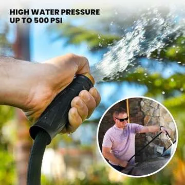 HYDROSTEEL PRO 3x Layer Metal Garden Hose 50 Ft with Nozzle, Stainless Steel Metal Water Hose 50 Ft, Heavy Duty, Flexible, Lightweight, Crush Kink Resistant, 50 Ft Garden Hose, 500 PSI AS SEEN ON TV