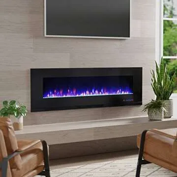 Stylish 60" Electric Wall-Mounted Fireplace for Home
