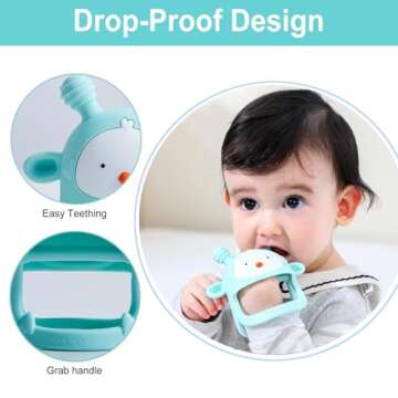 COZYPANDA Baby Teether, Teething Toys for Babies 0-6 Months, Never Drop Baby Teething Toys, Silicone...