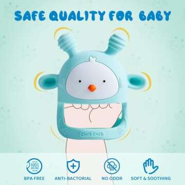 COZYPANDA Baby Teether, Teething Toys for Babies 0-6 Months, Never Drop Baby Teething Toys, Silicone Teether Toys, Infant Toys, Teething Pacifier, Baby Chew Toys for Teething Relief, BPA Free (Green)