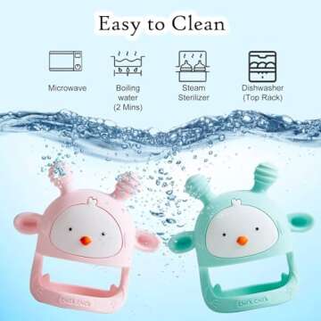 COZYPANDA Baby Teether, Teething Toys for Babies 0-6 Months, Never Drop Baby Teething Toys, Silicone Teether Toys, Infant Toys, Teething Pacifier, Baby Chew Toys for Teething Relief, BPA Free (Green)