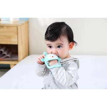 COZYPANDA Baby Teether, Teething Toys for Babies 0-6 Months, Never Drop Baby Teething Toys, Silicone Teether Toys, Infant Toys, Teething Pacifier, Baby Chew Toys for Teething Relief, BPA Free (Green)