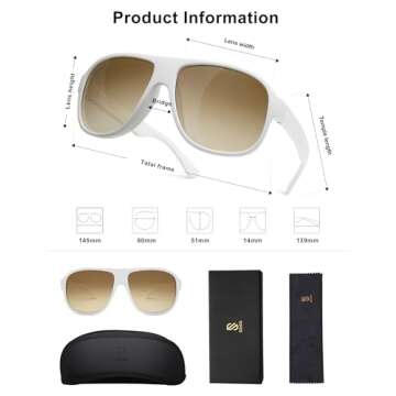 SOJOS Trendy Floating Polarized Aviator Sports Sunglasses for Women Men,Retro Shades for Fishing Surfing Boating SJ2336,White