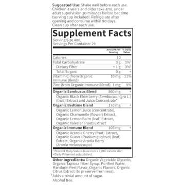 Garden of Life Organics Elderberry Immune Support for Kids with Zinc, Vitamin C - Kids Elderberry & Sleep Immune Syrup Liquid, Bedtime Herbs for Children, No Alcohol, No Added Sugar, 3.92 fl oz