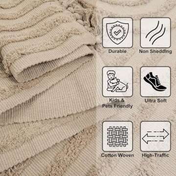 LEEVAN Boho Bathroom Rugs 2'x3', Washable Entryway Rug Front Porch Rugs Tan, Handmade Kitchen Rugs L...