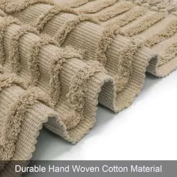 LEEVAN 2'x3' Boho Bathroom Rug, Washable and Handmade