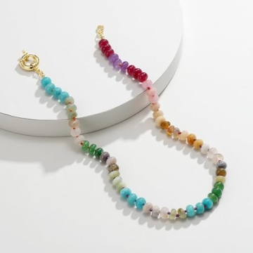 KissYan Beaded Gemstone Necklace - Handmade Boho Jewelry