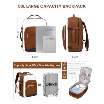 LOVEVOOK 50L Carry on Backpack for Women & Men with 3 Packing Cubes, Large Travel Backpack for Airplanes, TSA Personal Item Travel Bag with Laptop Pocket, Travel Essentials Airline Approved