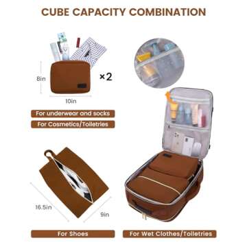 LOVEVOOK 50L Carry on Backpack for Women & Men with 3 Packing Cubes, Large Travel Backpack for Airplanes, TSA Personal Item Travel Bag with Laptop Pocket, Travel Essentials Airline Approved