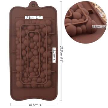 ionEgg Bubbles Break Apart Silicone Chocolate Bar Molds, Homemade Protein and Energy Bar Molds, 4 Pa...
