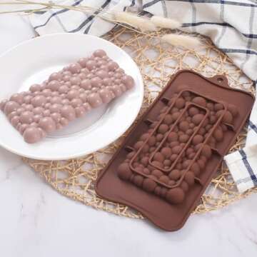 ionEgg Bubbles Break Apart Silicone Chocolate Bar Molds, Homemade Protein and Energy Bar Molds, 4 Packs