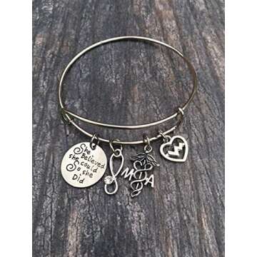 Infinity Collection Medical Assistant Bracelet Charm Bracelet, She Believed She Could So She Did MA ...