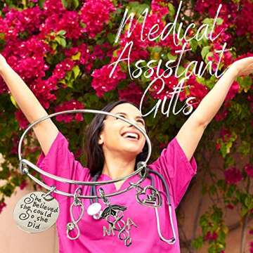 Infinity Collection Medical Assistant Bracelet Charm Bracelet, She Believed She Could So She Did MA Jewelry, Medical Assistant Gifts for Women