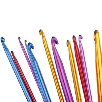 Zuoyou Crochet Hooks 11 Pack Diverse Size Assorted Color Tunisian Afghan Aluminum Knitting Needles Set (2mm to 8mm)