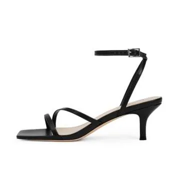 Modatope Chic Black Kitten Heel Sandals for Dressy Occasions