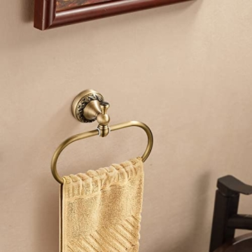 Antique Brass Toilet Paper Holder and Towel Ring Set