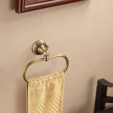Antique Brass Toilet Paper Holder and Towel Ring Set