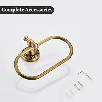 Antique Brass Toilet Paper Holder and Towel Ring Set