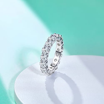 AnuClub 5cttw D Color Moissanite Eternity Ring - Sterling Silver