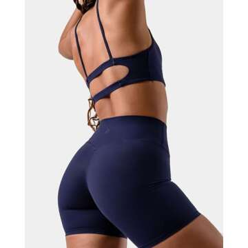 Kamo Fitness Featherlite Enhance 6" Women's Biker Shorts - Hidden Scrunch, No Front Seam, Soft Lightweight Fabric, Butt-Lifting High Waist Yoga Shorts (Dark Iris, L)