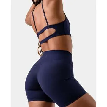Kamo Fitness Featherlite Enhance 6" Women's Biker Shorts - Hidden Scrunch, No Front Seam, Soft Lightweight Fabric, Butt-Lifting High Waist Yoga Shorts (Dark Iris, L)