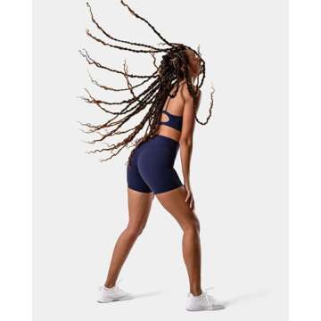 Kamo Fitness Featherlite Enhance 6" Women's Biker Shorts - Hidden Scrunch, No Front Seam, Soft Lightweight Fabric, Butt-Lifting High Waist Yoga Shorts (Dark Iris, L)