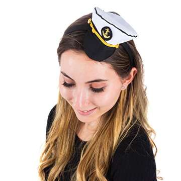 Tigerdoe Hat, Sailor - Yacht Captain Costume Headbands - Mini Hat Headbands (2 Pack Mini Sailor Hat Headbands)