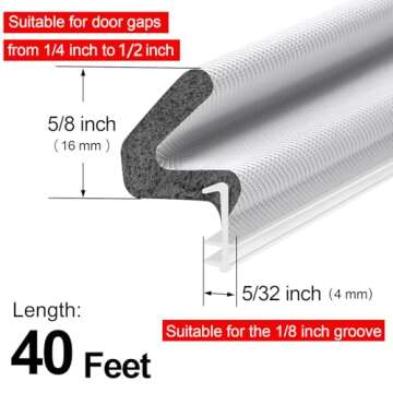 Kerf Weather Stripping Door Seal for Easy Installation and Gaps