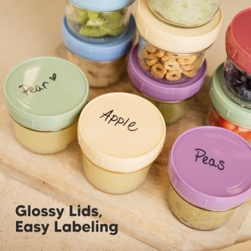 KeaBabies 12 Pack 4oz Glass Baby Food Containers