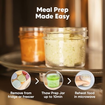 KeaBabies 12 Pack 4oz Glass Baby Food Containers