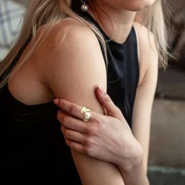 Gold Pearl Ring, Adjustable Pearl Rings for Women, Freshwater Pearl Ring, June Birthstone Rings for Women