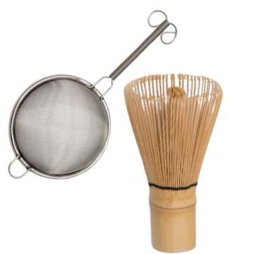Dr. Weil Matcha Kari - Lite Matcha Tea Set - White - Whisk with Holder, Scoop, Sifter, and Ceramic Bowl