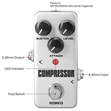 KOKKO Compressor Guitar Pedal - Fully Analog Circuit Mini Effect Processor for Guitar and Bass