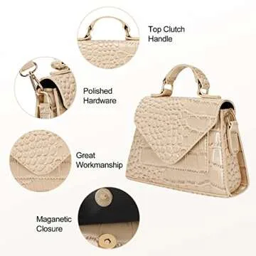 FRANSHION handbags for women，mini purses for women，cute small purse,small crossbody bags for women trendy（beige）