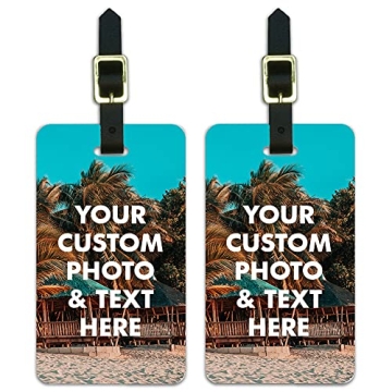 Graphics and More Self-EEZ™ Custom Personalized Luggage Tag Set - Unique Travel Tags
