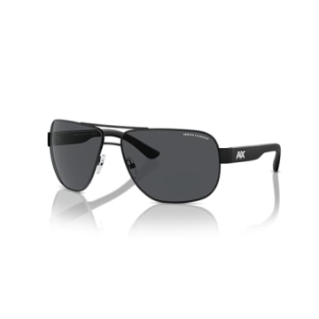 A|X ARMANI EXCHANGE Men's AX2012S Rectangular Sunglasses, Matte Black/Grey, 62 mm