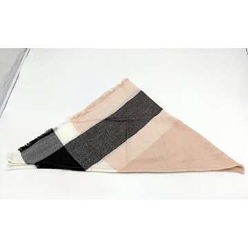 Wander Agio Womens Warm Scarf Triangle Winter Shawls Large Scarves Stripe Plaid Fichu Big Plaid Grey Pink 11