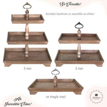 Rustic Brown Three Tier Tray for Stylish Home Serving