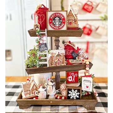 Rustic Brown Three Tier Tray for Stylish Home Serving