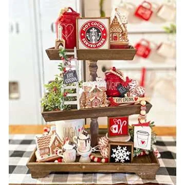 Rustic Brown Three Tier Tray for Stylish Home Serving