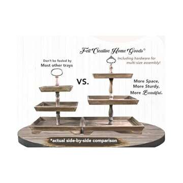 Rustic Brown Three Tier Tray for Stylish Home Serving