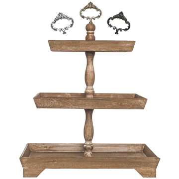 Rustic Brown Three Tier Tray for Stylish Home Serving