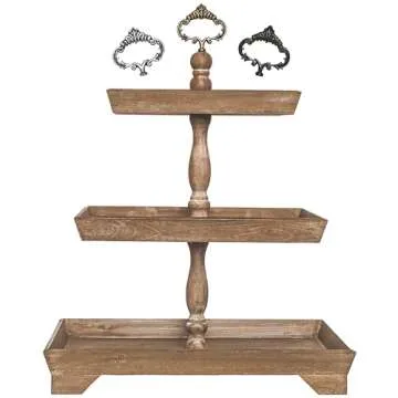 Rustic Brown Three Tier Tray for Stylish Home Serving
