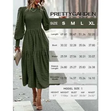 PRETTYGARDEN Women Puff Long Sleeve Maxi Dress 2024