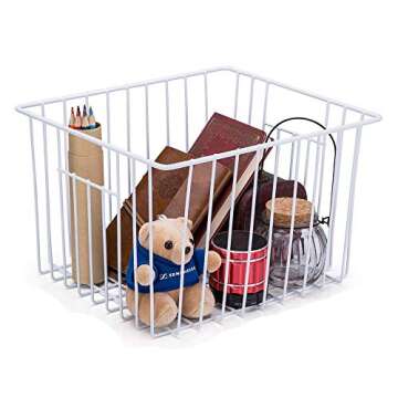 SANNO Freezer Baskets Storage Basket Organizers,Pantry Storage Baskets Bins Farmhouse Organizer Bins with Built-in Handles for Cabinets, Pantry, Closets, Bedrooms