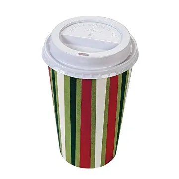 Festive 16 oz Christmas Holiday Paper Cups - 12 Pack