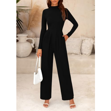 PRETTYGARDEN Women's Mock Neck Jumpsuit for Every Occasion