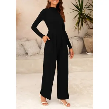 PRETTYGARDEN Women's Mock Neck Jumpsuit for Every Occasion